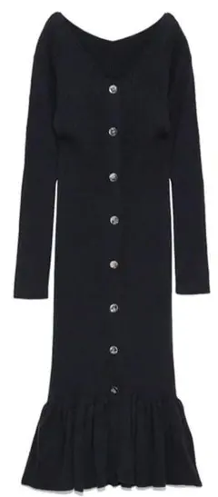 【当日発送】SNIDEL 2wayフロントボタンニットワンピース BLK