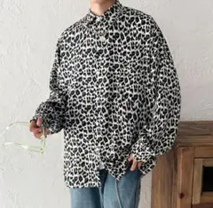 メンズ シャツ ヒョウ柄 レオパード ホワイト 長袖 おしゃれ ZARA H&M