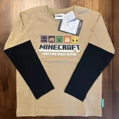 Minecraft 長袖カットソー 130cm ベージュ/黒