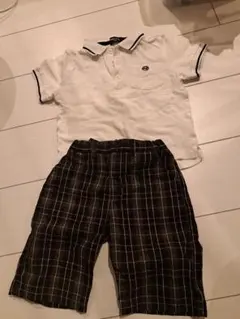 コムサイズム ポロシャツとサスペンダー付きパンツセット 110A