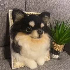 羊毛フェルト　チワワ　フォトフレーム　犬