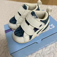 ファミリアASICS ベビーシューズ ホワイト/ブルー/チェック　12.5cm