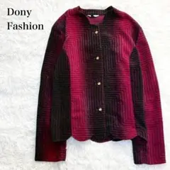 ドニーファッション スカラップカーディガン 金ボタン グラデーション レトロ