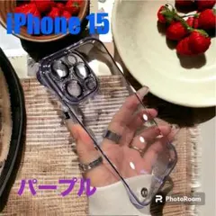 iPhone 15用　スマホケース透明　レンズ 保護 メッキ15ケース