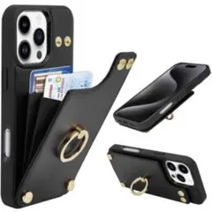 ZVE iPhone15ケースリング付き（ブラック）