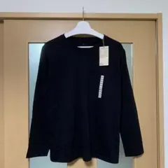 無印良品天竺編みクルーネック長袖Tシャツブラックxxlのサムネイル