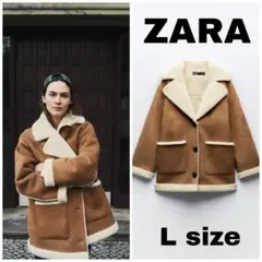 ZARA　パッチポケット ダブルフェイス コート　Lサイズ