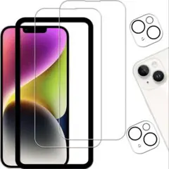 iPhone14Plus ガラスフィルム2枚＋レンズフィルム2枚　ガイド枠付き
