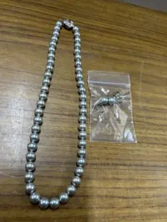 【美品】フェイクパール　ネックレス　イヤリング　3点セット　silver刻印