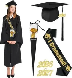 卒業式ガウン Mサイズ 角帽付き イベント 卒業式 コスプレ 男女兼用