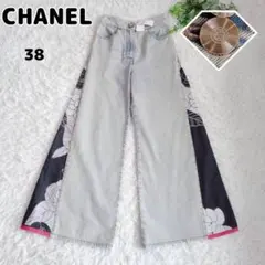 ◾︎未使用タグ付◾︎ 21SS シャネル ワイドデニム 異素材切り替え カメリアのサムネイル