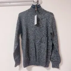 Mサイズ ハーフジップ メンズ ニットセーター スリム ハイネック