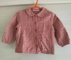 ミキハウス MIKIHOUSE チェックシャツ　ブラウス　刺繍　日本製