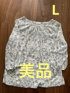 最終値下げレディース花柄 五分袖ブラウスL レディースブラウスL