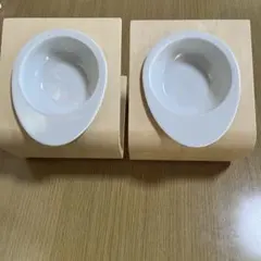 犬　猫　食器台とお皿のセット　２組　Lサイズ