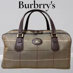 希少】Burberrys チェック ボストンバッグ 玉虫色 大容量 ベージュ