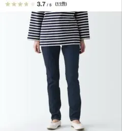 ストレッチデニムスリムパンツ　股下７５ 婦人２５（６３．５ｃｍ）・ダークネイビー