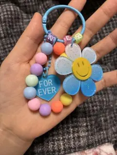 じゃらじゃらキーホルダー　カラフル　ハート　キーホルダー　ストラップ　花　お花