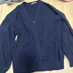 ネイビー Vネック ニットカーディガン WEGO