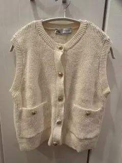 美品　ZARAサマーニット♡ ベスト・ジレ　ボタン付