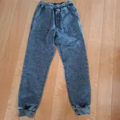 美品✨GU デニム調ロングパンツ　ストレートあり　150