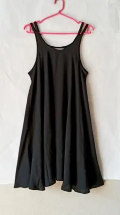 ケービーエフ 黒 ブラック Aライン フレア ロングキャミワンピース F