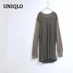 ユニクロ　カットソー　インナー　ヒートテック　バイカラー　薄手　ストレッチ　M
