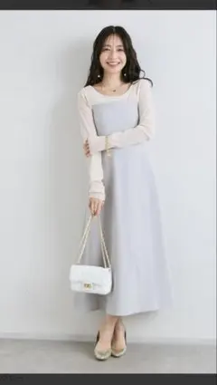 美品 ブルーレーベル ライトタンブラーブロードワンピース ベージュ