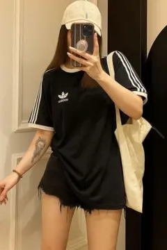 adidas originalsスリーストライプスTシャツ　ブラック