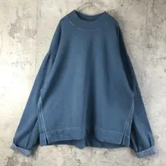 Y1416古着　トレーナー　スウェット　ブルーグリーン　無地　90s Y2K
