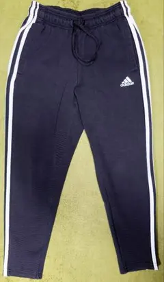 ★アディダス ストレッチジャージパンツ ブラック×ホワイトライン S メンズ