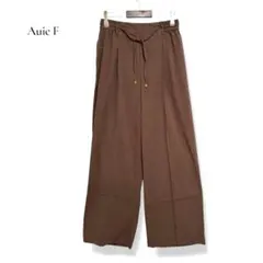 Auie F アウィーエフ ワイドパンツ Mブラウン ウエストゴム リネン混のサムネイル