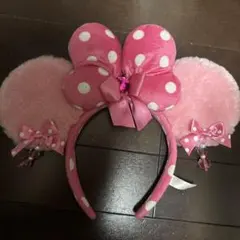 ディズニー　イヤリングカチューシャ　ピンク　ミニー　リボン　水玉　ドット