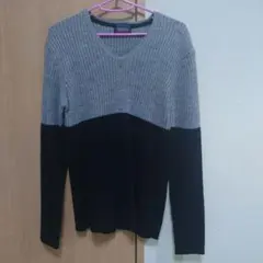 NICOLE CLUB Vネックセーター グレー/ブラック