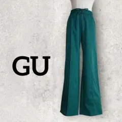 GU プルオンパンツ ストレートパンツ センターピンタック (S) グリーン