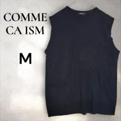 コムサイズム M ノースリーブニットベスト 紺 プルオーバー 重ね着 美品