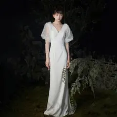 エレガント ホワイト ウェディングドレス