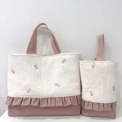 レッスンバッグ 上履き入れ ヌビ チューリップ刺繍 - メルカリ