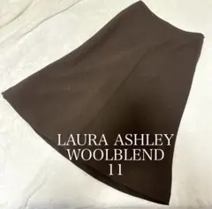 美品ローラアシュレイ11高級ウールブレンドブラウンマーメイドフレアロングスカート