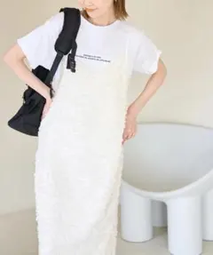 ★ROPE PICNIC ジャガードキャミワンピース ホワイト系