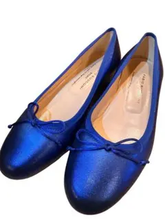 FABIO RUSCONI バレエシューズ 青 35 本革 リボン