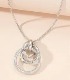 【新品】シルバーカラー サークル ロングペンダント ネックレス モード