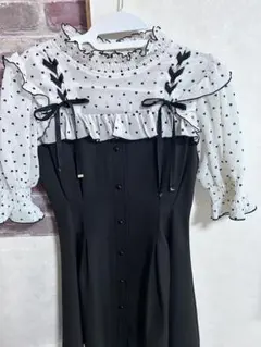 ROJITA ハートドットレースアップ半袖ワンピース