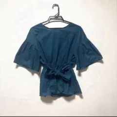 earth music&ecology 半袖ブラウス シャツ グリーン Mサイズ