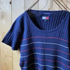 ss3931 TOMMY HILFIGER ニット セーター リブ 紺 L/G