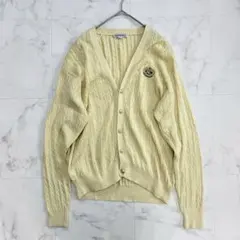 Burberrys 金ボタン ケーブルニットカーディガン 刺繍ロゴ イエロー Mのサムネイル