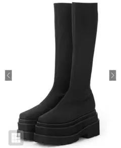 GRL ストレッチフラット厚底ロングブーツ　23.5cm [gd1586]