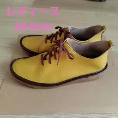 やさしい靴工房　Belle＆Sofa イエロー 革紐靴 レディース24.5cm