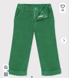 PETIT BATEAU グリーン ロングパンツ　コーデュロイワイドパンツ　95