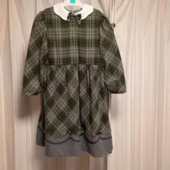 チェック柄長袖ワンピース